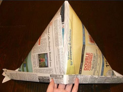 Треугольная шляпа из газеты